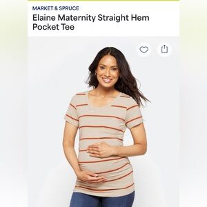 Market & Spruce Tan and Red Fitted Ribbed Short Sleeve Tee